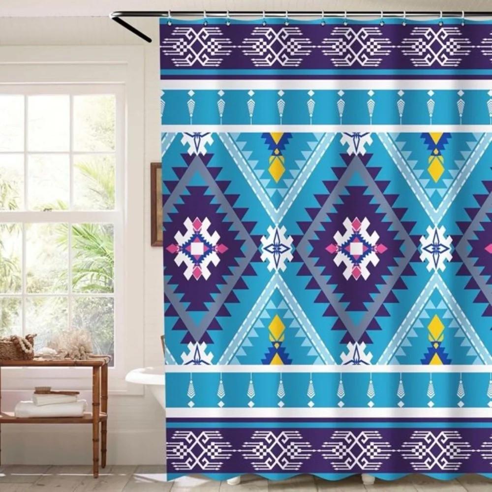 NWT SASTYBALE Boho Farmhouse Shower Curtain with 12 Hooks, 72x84 Inch